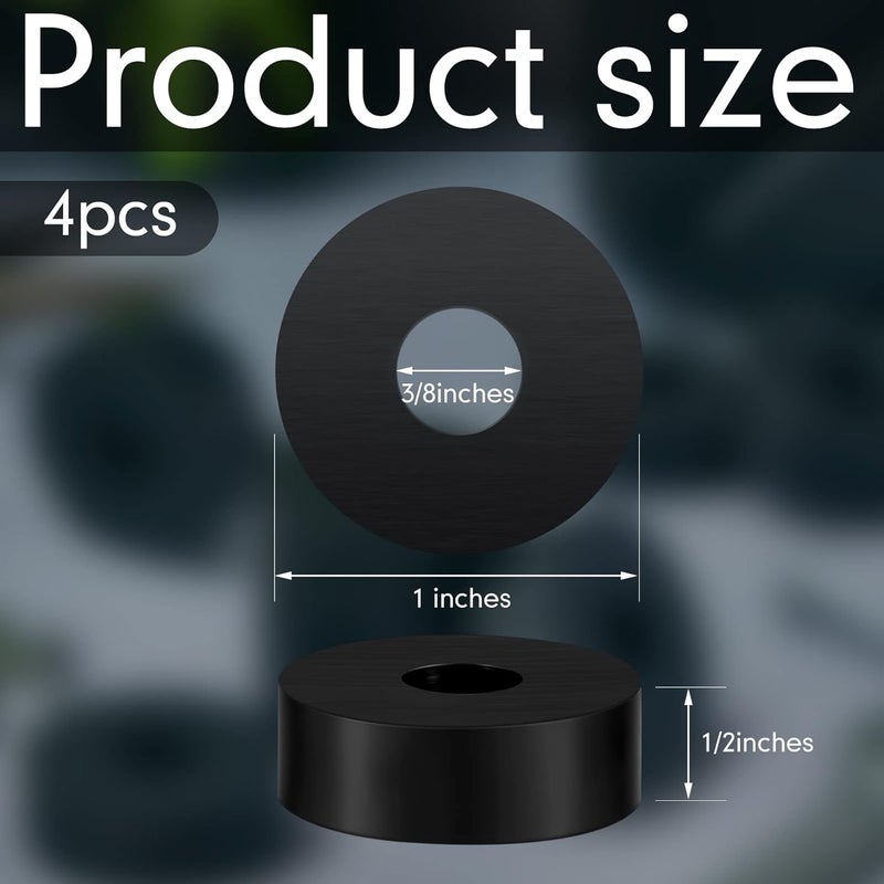 Fabbay Multi Purpose Rubber Spacer 1 OD x 3/8 ID x 1/2 Inch Thickness Black Round Rubber Washers Anti Vibration Bushings Spacers Washers for Home and Car Accessories(4 Pcs) - Image 2